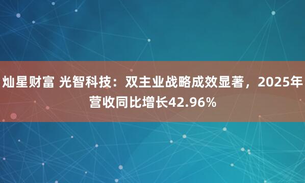 灿星财富 光智科技：双主业战略成效显著，2025年营收同比增长42.96%